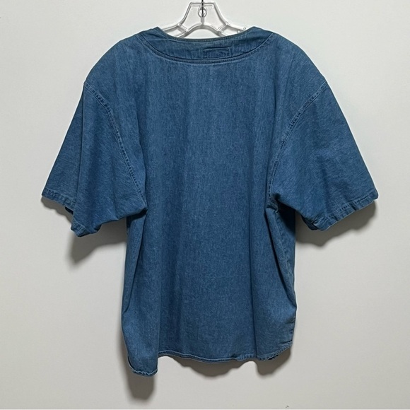 Club Z Vintage 80's Artsy Embellished Denim Short Sleeve bedazzled Denim shirt - Picture 4 of 9